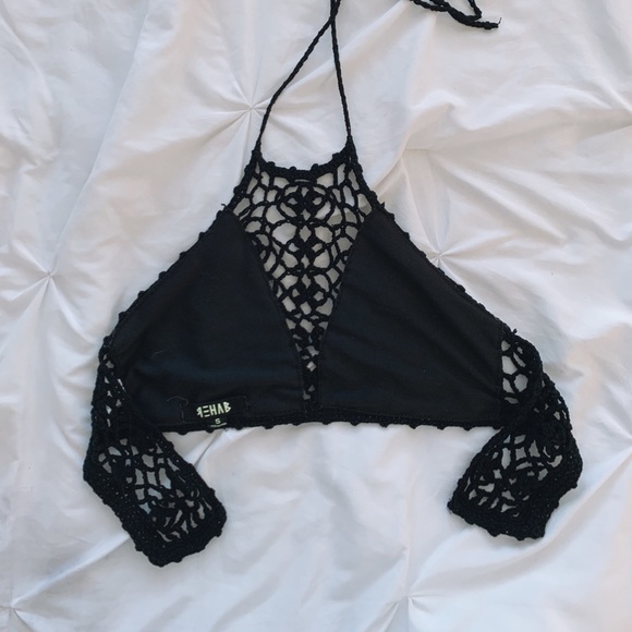Black lace crop top - Picture 1 of 3